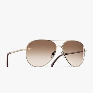 Chanel 100% Authentic new in box Rose Gold Aviator Sunglasses